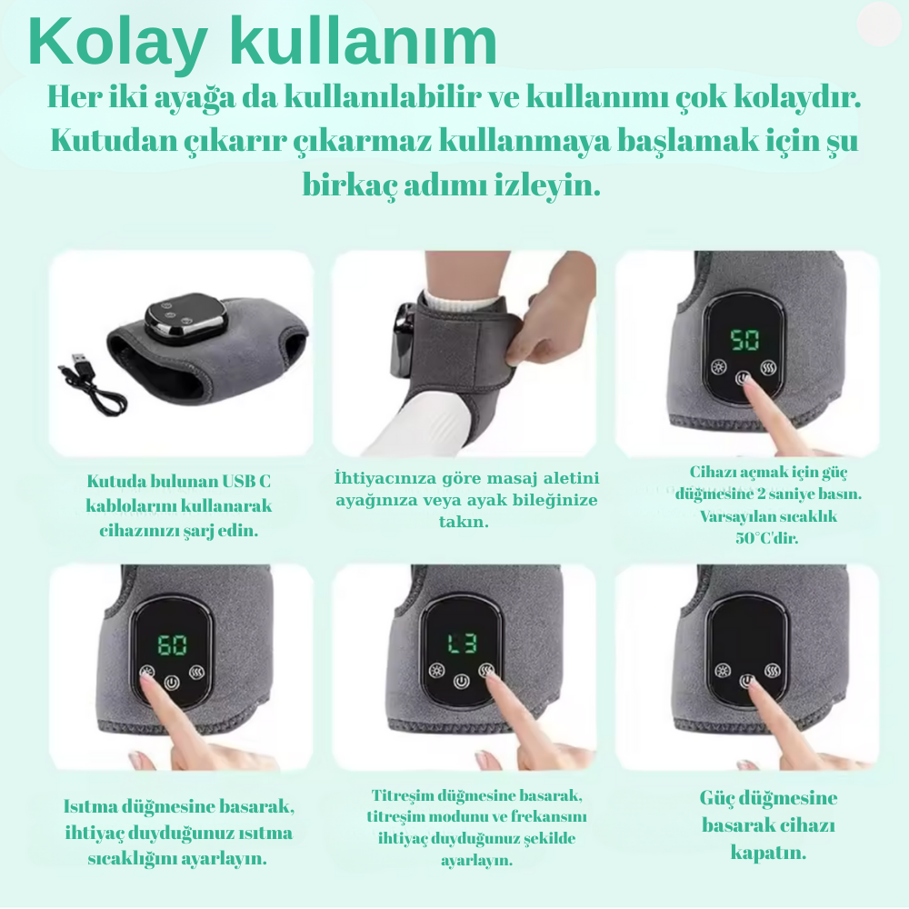 Larox™ Üçlü Terapi Ayak Masaj Cihazı